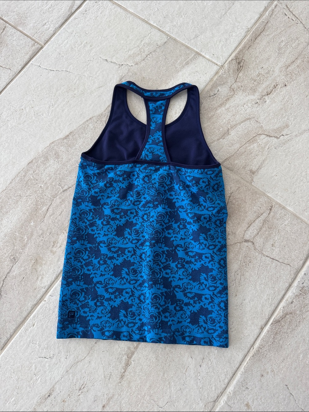 Fabletics Blue Floral Racerback Tank Top - Picture 3 of 5